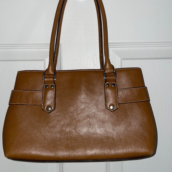 Brown Shoulder Bag with Silver Buckle Details - Picture 6 of 8